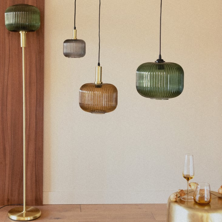 Maisons Du Monde OMAJA - Lámpara De Pie De Cristal Soplado Verde Y Metal Dorado Alt.155