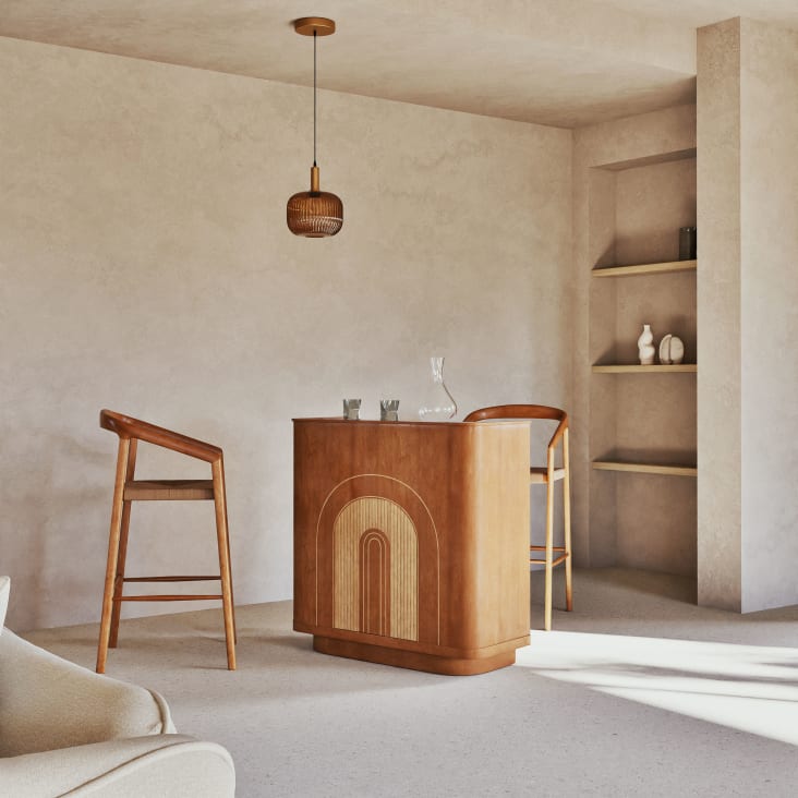 Maisons Du Monde OMAJA - Lámpara De Techo De Cristal Ambarino Y Metal Dorado