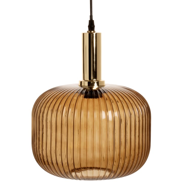 Maisons du Monde OMAJA - Lámpara de techo de cristal ambarino y metal dorado