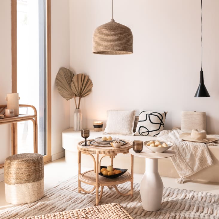 Maisons Du Monde OMAR - Puf Trenzado De Yute En Beige Y Marrón