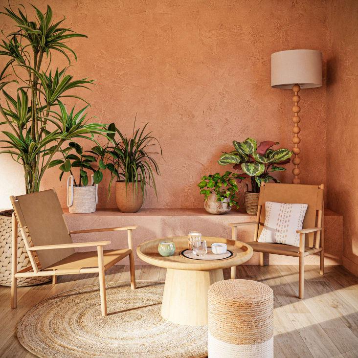 Maisons Du Monde OMAR - Puf Trenzado De Yute En Beige Y Marrón