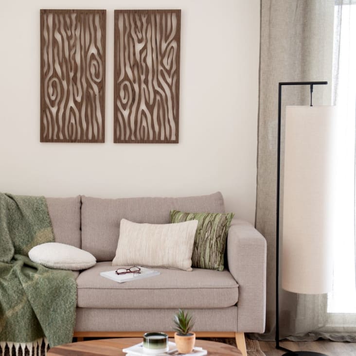 Maisons Du Monde Omari - Lámpara De Pie De Metal Negro Con Pantalla Beige Alt. 151