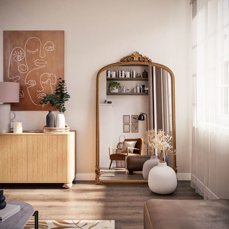 Maisons Du Monde OMERA - Espejo Grande Dorado Con Efecto Envejecido 119x194