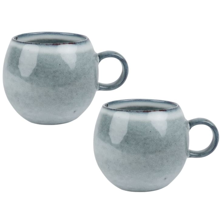 Maisons du Monde ONGAKU - Lote de 2 - Taza de cerámica azul grisácea