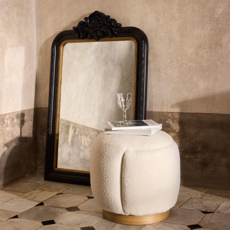 Maisons Du Monde Orlli - Puf Tapizado En Tejido Rizado Color Crudo