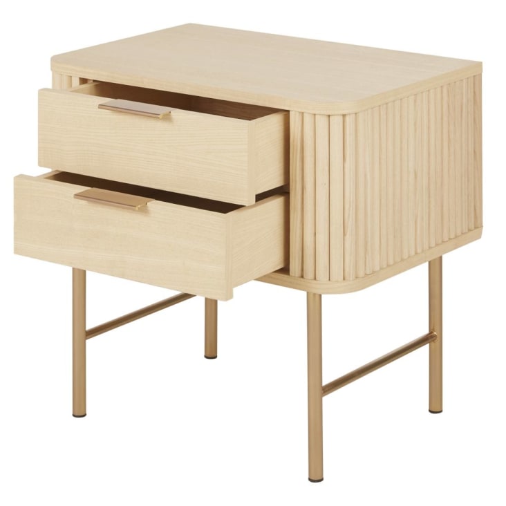 Maisons Du Monde Ormond - Mesita De Noche Con 2 Cajones En Metal Color Latón