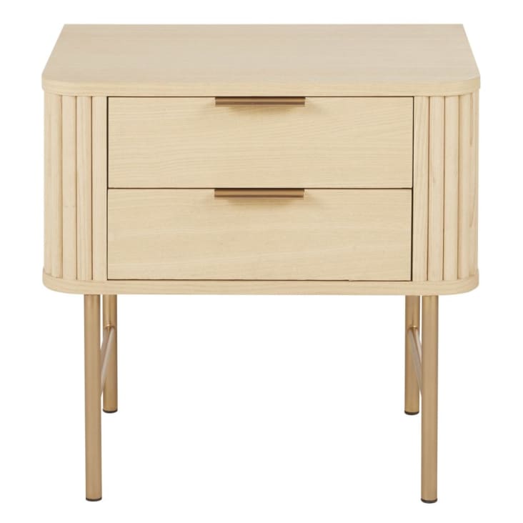 Maisons du Monde Ormond - Mesita de noche con 2 cajones en metal color latón