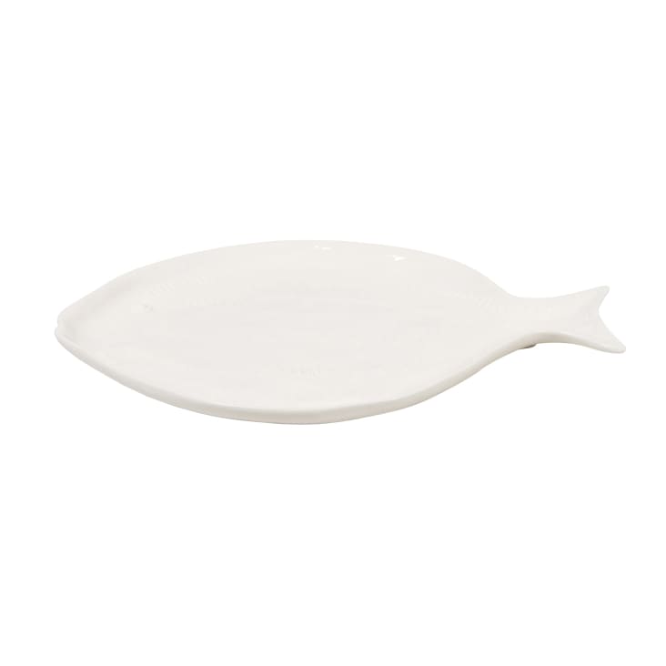 Maisons Du Monde Orphie - Plato De Presentación Con Forma De Pez De Gres Modelado Blanco