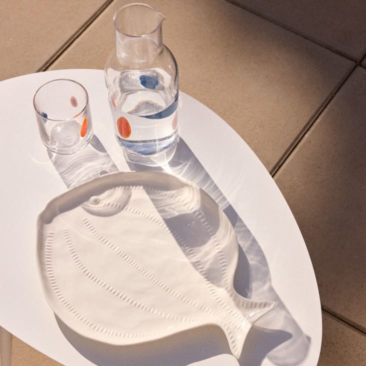 Maisons Du Monde Orphie - Plato De Presentación Con Forma De Pez De Gres Modelado Blanco