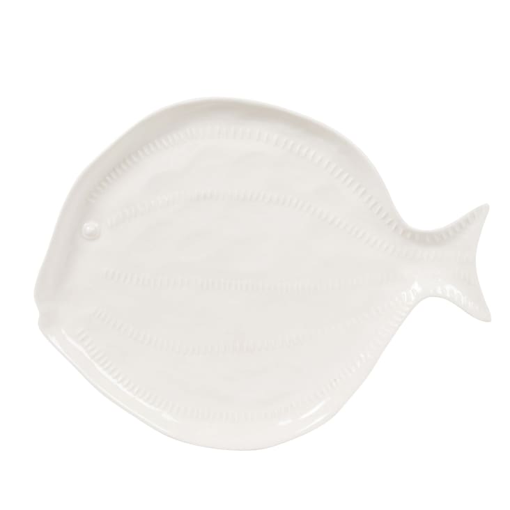 Maisons du Monde Orphie - Plato de presentación con forma de pez de gres modelado blanco