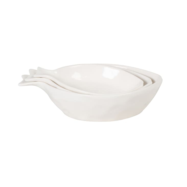 Maisons du Monde Orphie - Set de 3 boles con forma de pez de gres modelado blanco