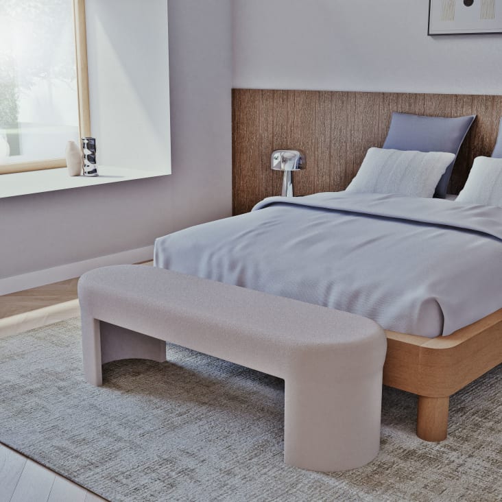 Maisons Du Monde Oscary - Banco Pie De Cama De Tela De Rizo Beige