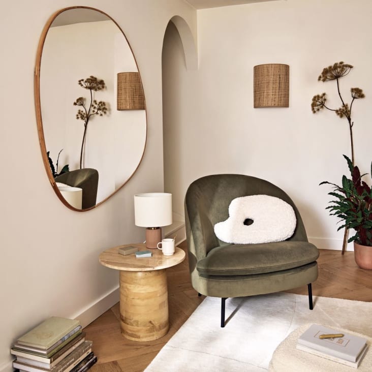 Maisons Du Monde Oskya - Lámpara De Cerámica Rosa Con Pantalla De Poliéster Reciclado