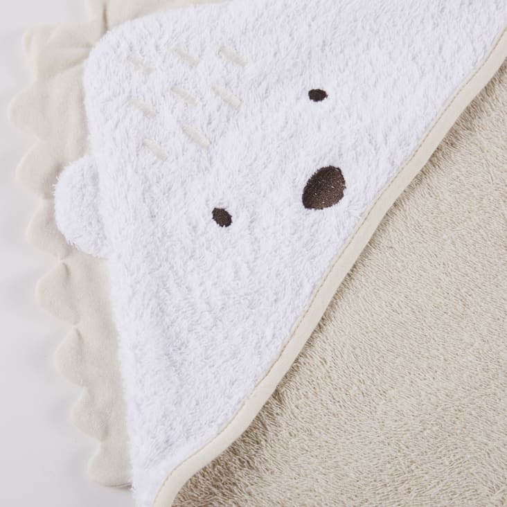 Maisons Du Monde Oulanka - Albornoz De Algodón Orgánico Beige Con Capucha De Erizo 80x80