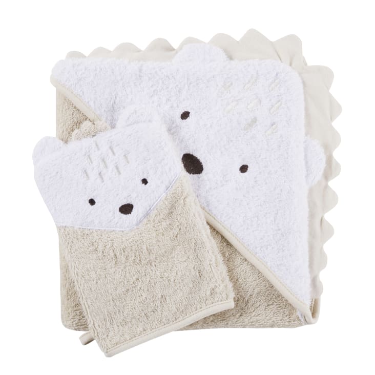 Maisons du Monde Oulanka - Albornoz de algodón orgánico beige con capucha de erizo 80x80