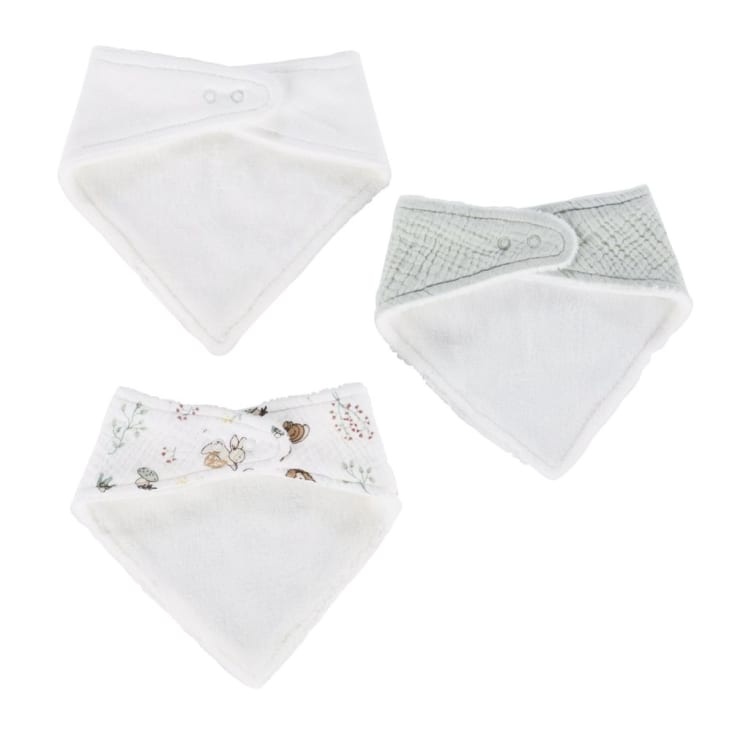 Maisons Du Monde OULANKA - Baberos Bandanas En Blanco Azul Y Blanco Con Estampado De Bosque (x3)