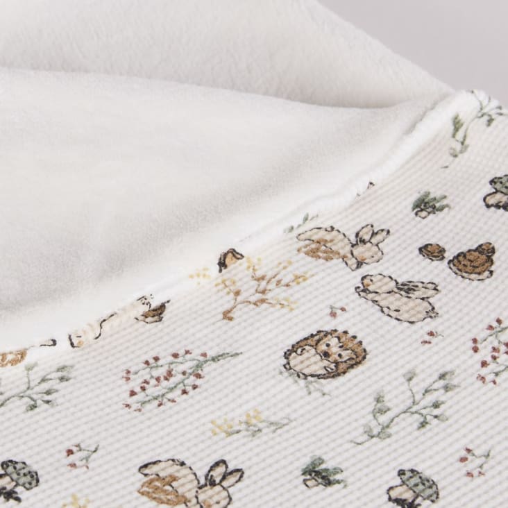 Maisons Du Monde OULANKA - Manta De Bebé De Gasa De Algodón Ecológico Multicolor Con Estampado De Bosque 75x100