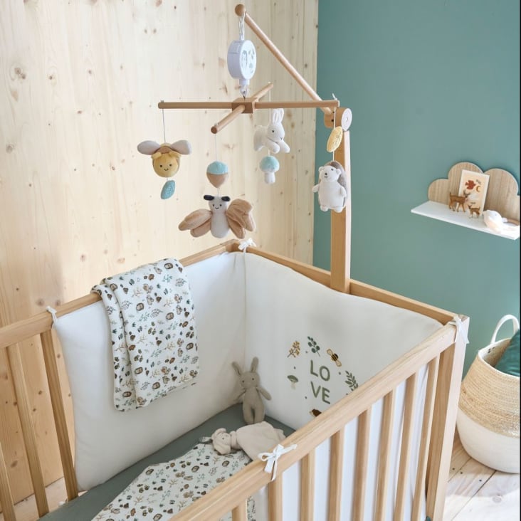 Maisons Du Monde OULANKA - Manta De Bebé De Gasa De Algodón Ecológico Multicolor Con Estampado De Bosque 75x100