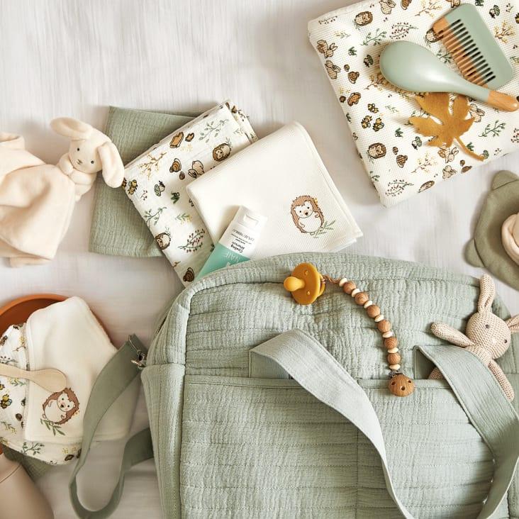 Maisons Du Monde OULANKA - Muselinas De Bebé De Algodón Orgánico Blanco Azul Y Blanco Estampado Bosque (x3)