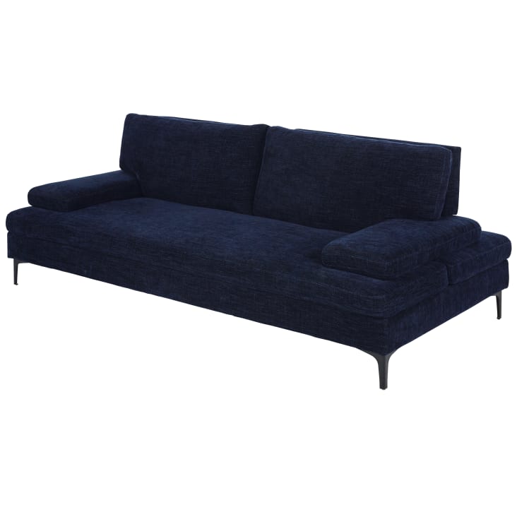 Maisons Du Monde Oward - Sofá De 3 Plazas Con Respaldo Avanza/recula De Tela Azul Noche