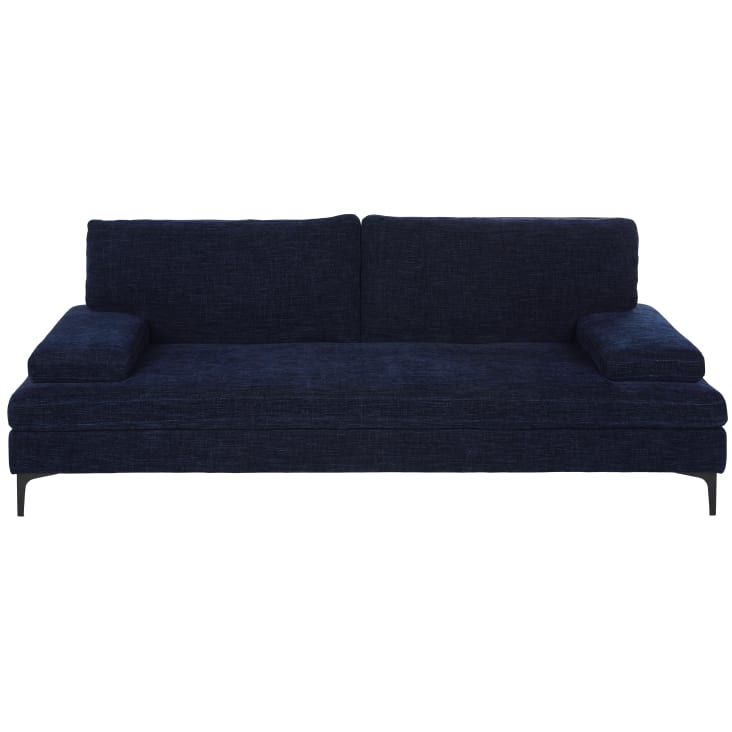 Maisons du Monde Oward - Sofá de 3 plazas con respaldo avanza/recula de tela azul noche