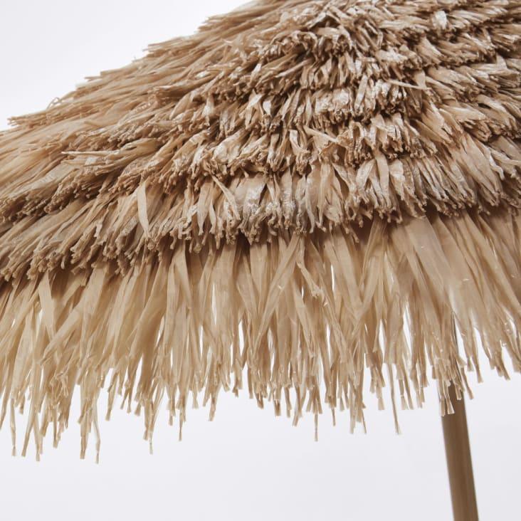 Maisons Du Monde Paillotte - Sombrilla De Metal Imitación A Madera Con Flecos De Color Natural
