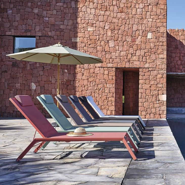 Maisons Du Monde Palma - Sombrilla Abatible De Aluminio Y Tela De Color Marrón 3 X 3 M