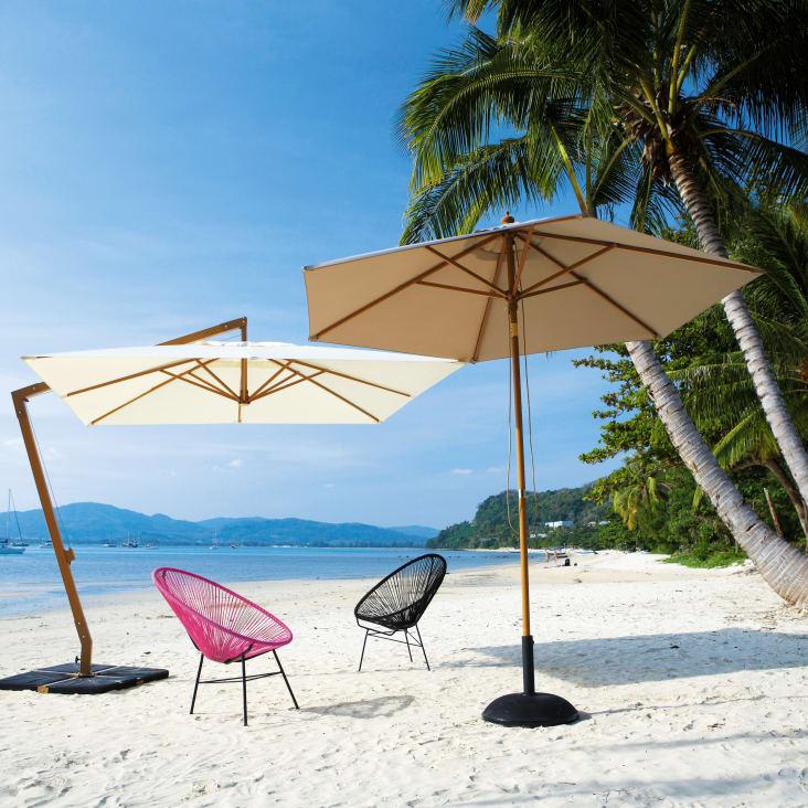 Maisons Du Monde Palma - Sombrilla Abatible De Aluminio Y Tela De Color Marrón 3 X 3 M