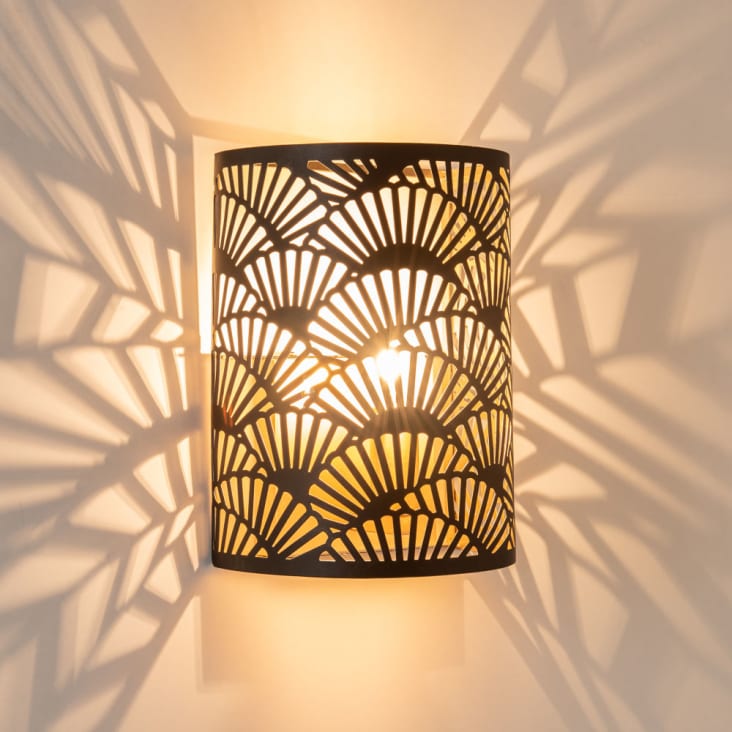 Maisons Du Monde Palmae - Aplique De Metal Calado Negro Y Dorado