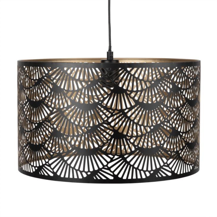 Maisons du Monde Palmae - Lámpara de techo tambor de metal negro calado D.42