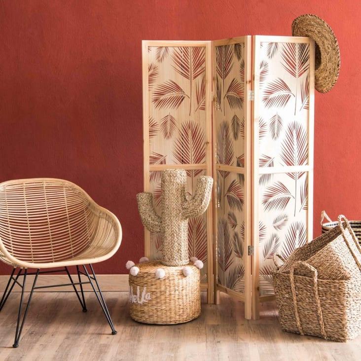 Maisons Du Monde PALMEIRA - Biombo De Pino Calado Con Motivo De Hojas