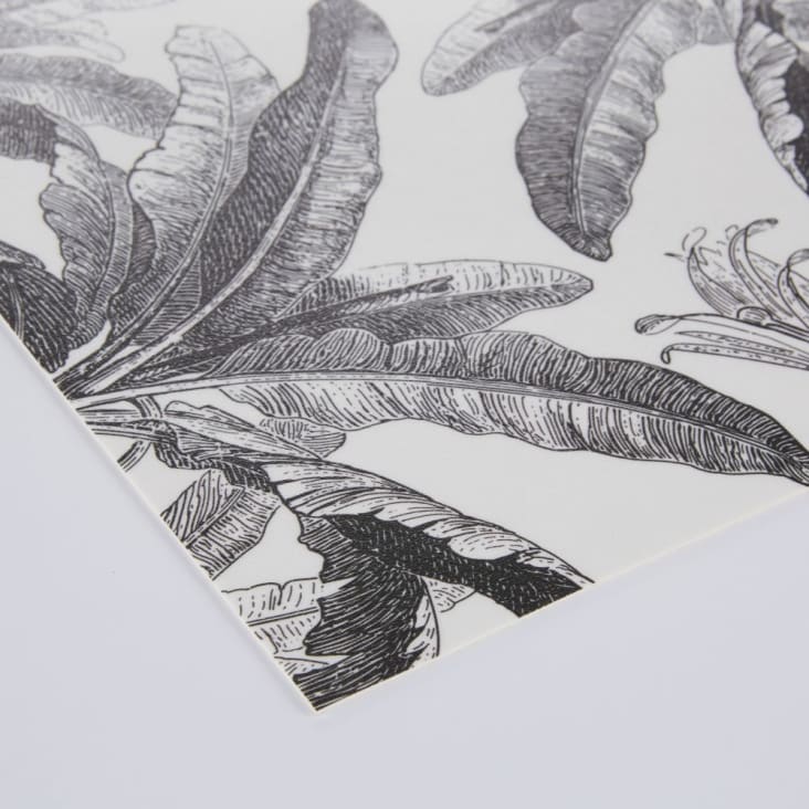 Maisons Du Monde PALMELA - Set De Mesa De Vinilo Con Estampado De Plataneros En Negro Y Blanco