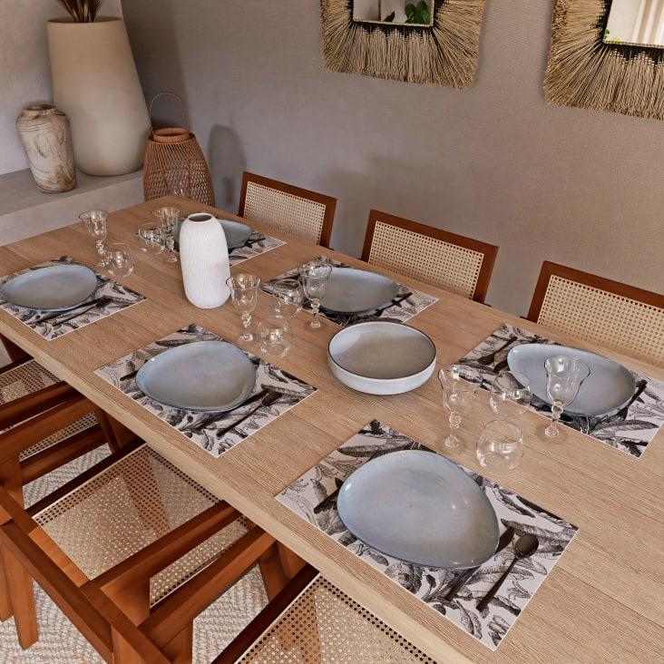 Maisons Du Monde PALMELA - Set De Mesa De Vinilo Con Estampado De Plataneros En Negro Y Blanco