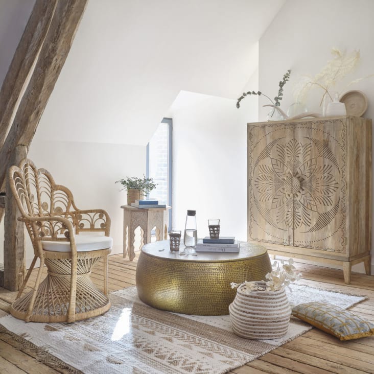 Maisons Du Monde Paloma - Mesa Baja De Aluminio Martillado Dorado