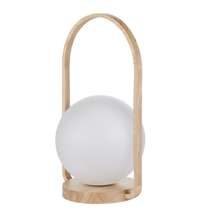 Maisons Du Monde Palomia - Lámpara De Mesa De Madera Con Globo De Cristal Esmerilado
