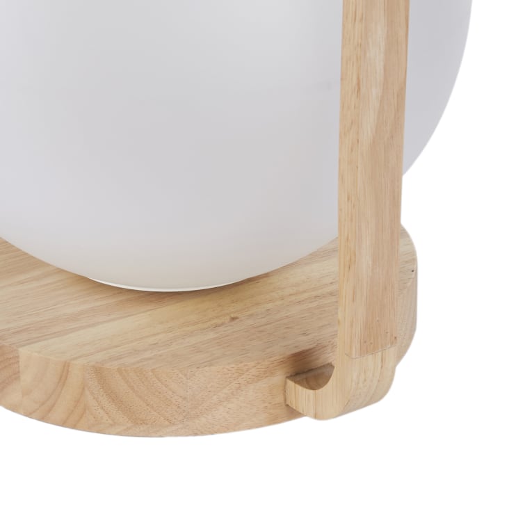 Maisons Du Monde Palomia - Lámpara De Mesa De Madera Con Globo De Cristal Esmerilado