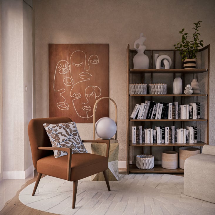 Maisons Du Monde Palomia - Lámpara De Mesa De Madera Con Globo De Cristal Esmerilado