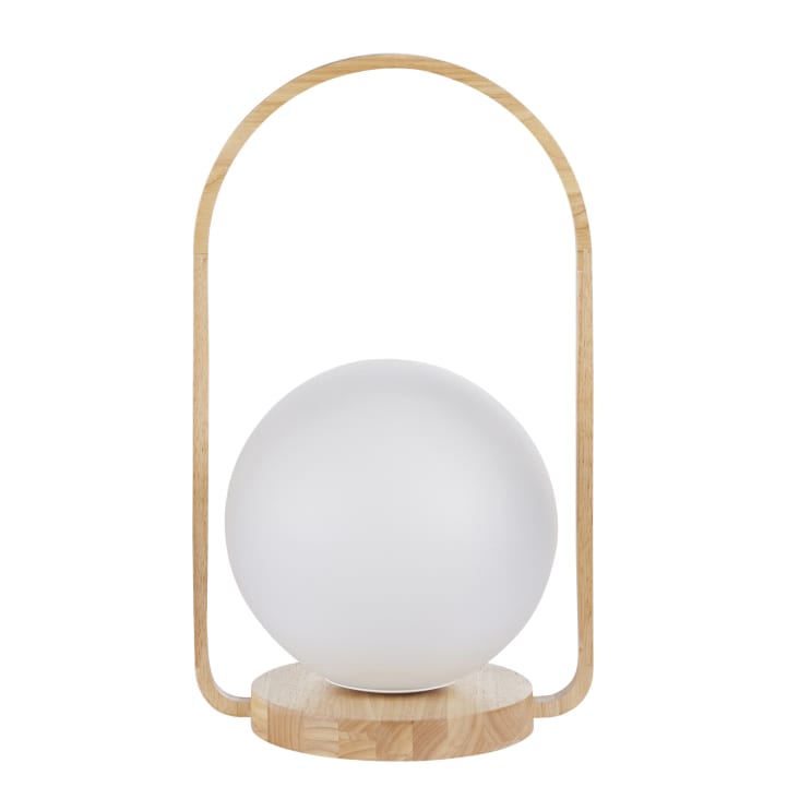 Maisons du Monde Palomia - Lámpara de mesa de madera con globo de cristal esmerilado