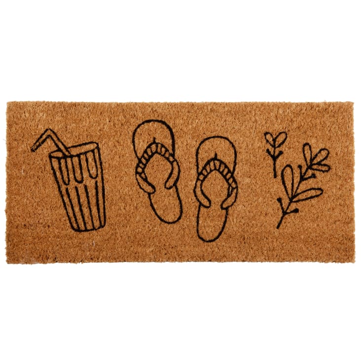 Maisons du Monde PALONG - Felpudo de fibra de coco con estampado en beige y negro 55 x 25