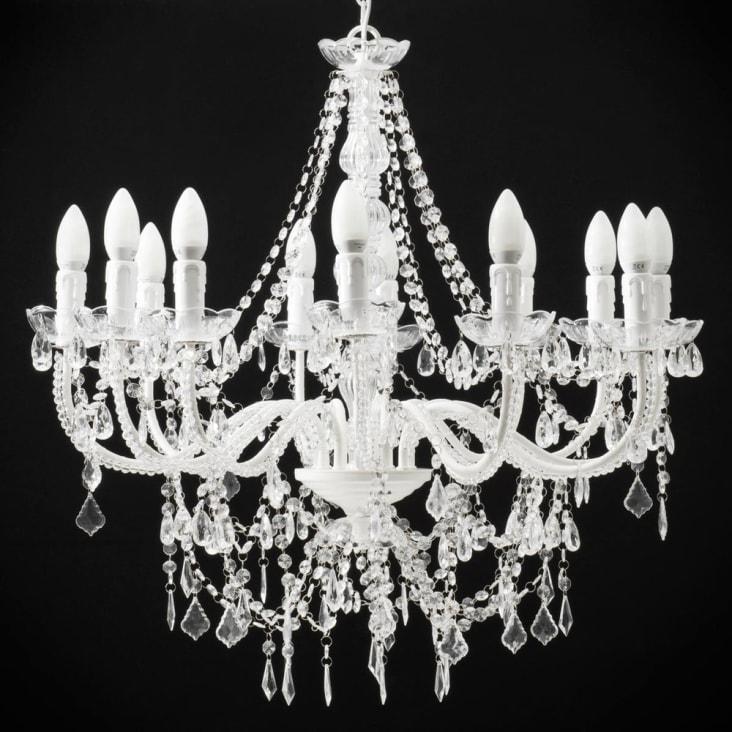 Maisons Du Monde Pampilles - Lámpara De Araña Con Lagrimas De Metal Blanco D.75