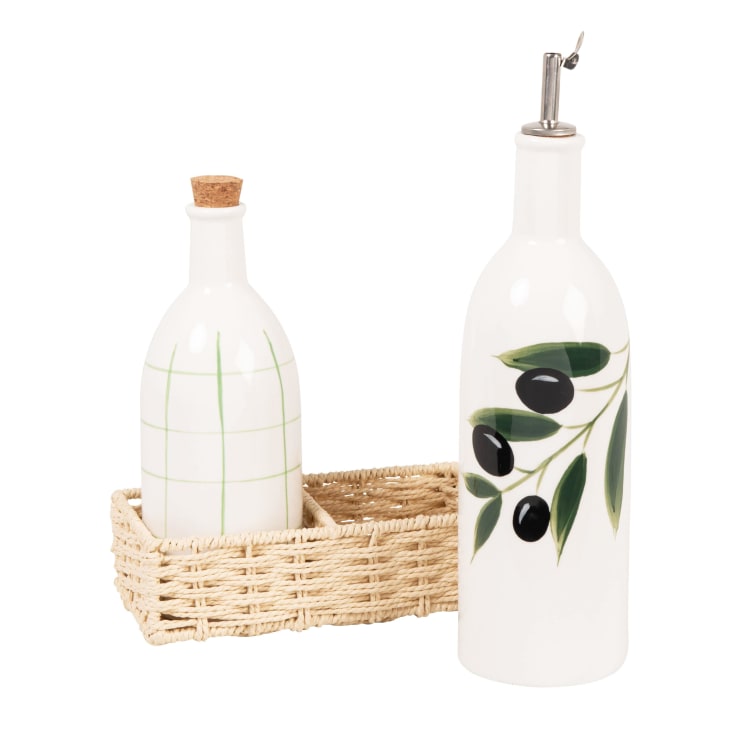 Maisons Du Monde Paola - Juego De Aceiteras De Gres En Blanco Negro Y Verde