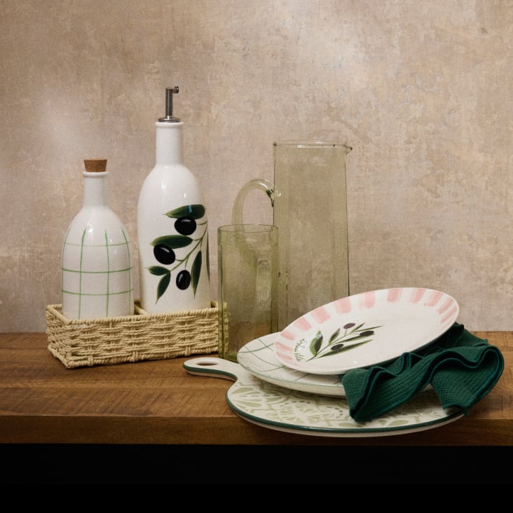 Maisons Du Monde Paola - Juego De Aceiteras De Gres En Blanco Negro Y Verde