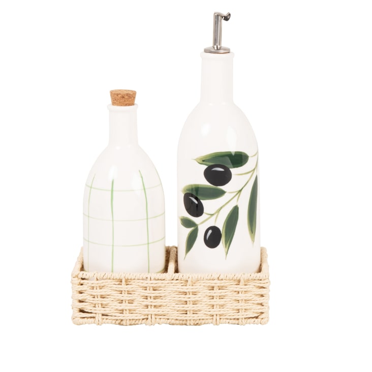 Maisons du Monde Paola - Juego de aceiteras de gres en blanco negro y verde
