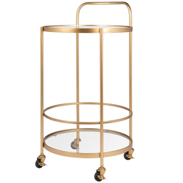 Maisons Du Monde PAOLA - Mesa Auxiliar De Cristal Y Metal Dorado