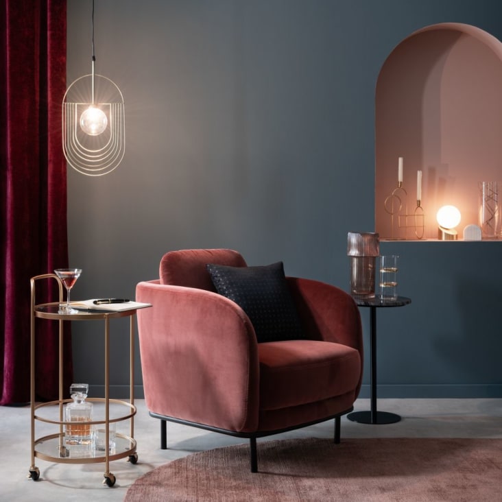 Maisons Du Monde PAOLA - Mesa Auxiliar De Cristal Y Metal Dorado