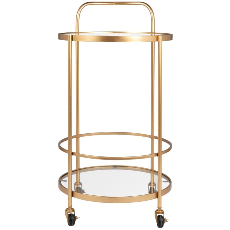 Maisons du Monde PAOLA - Mesa auxiliar de cristal y metal dorado