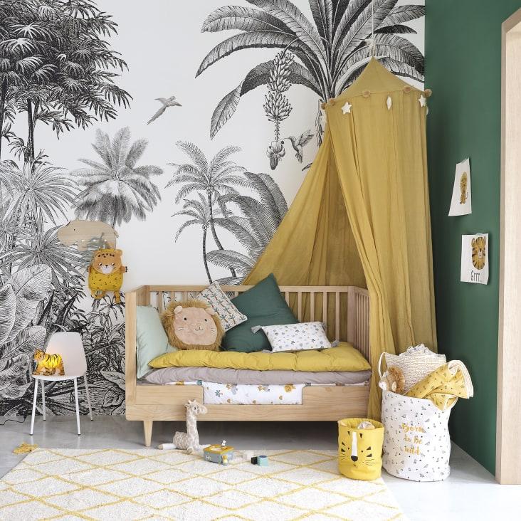 Maisons Du Monde Papel Pintado No Tejido Con Estampado De Jungla En Blanco Y Negro 350x300