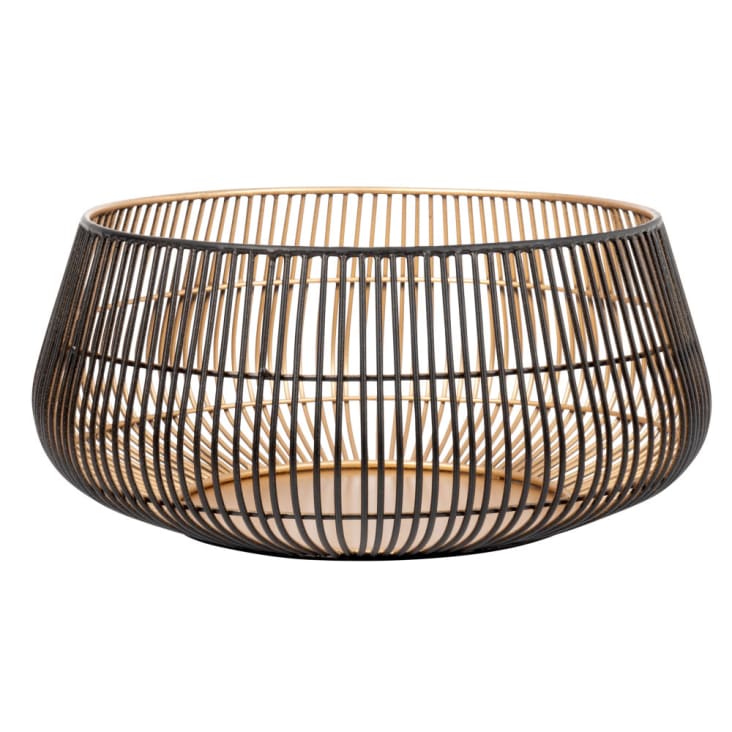 Maisons du Monde Papelera de metal calado negro y dorado