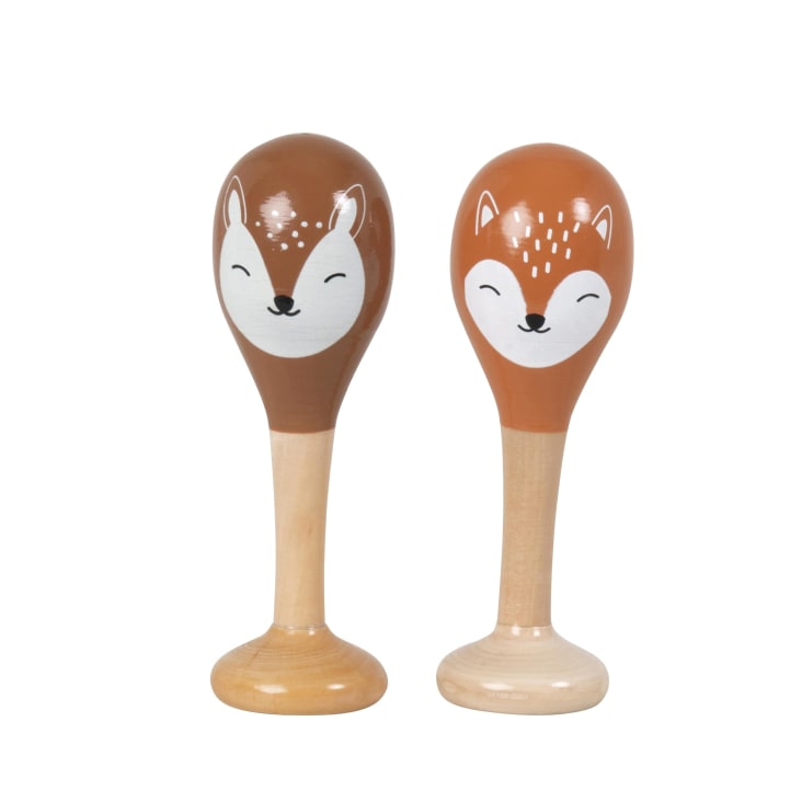 Maisons Du Monde Par De Maracas De Schima Con Zorro Naranja Y Cervatillo Marrón