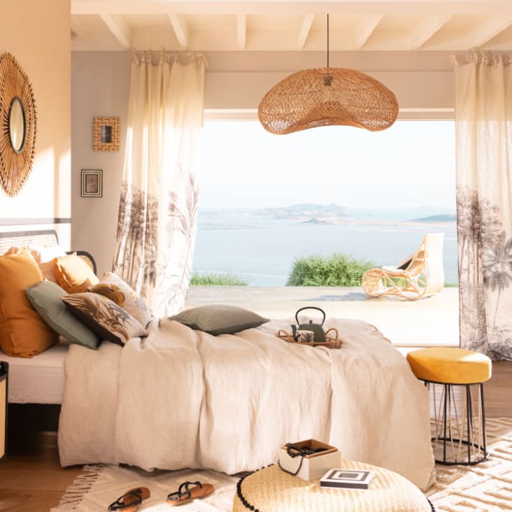 Maisons Du Monde Parada - Lámpara De Techo De Rejilla De Mimbre Marrón